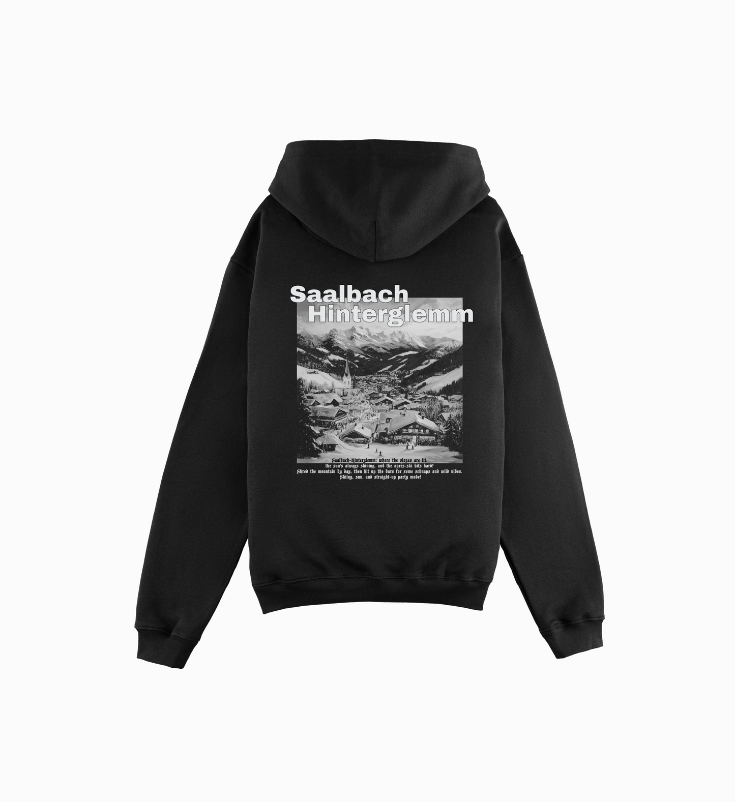 'Saalbach-Hinterglemm Black-White' Oversized Hoodie